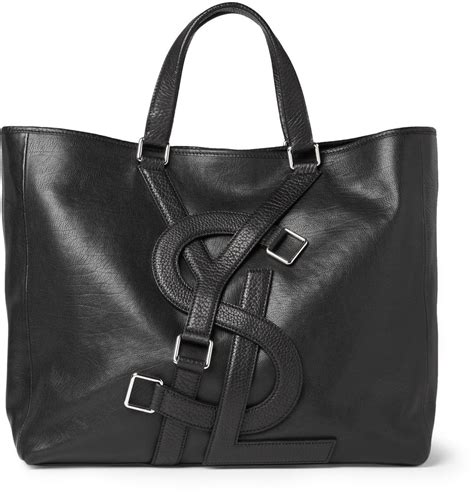 ysl logo strap leather tote|YSL oversized tote.